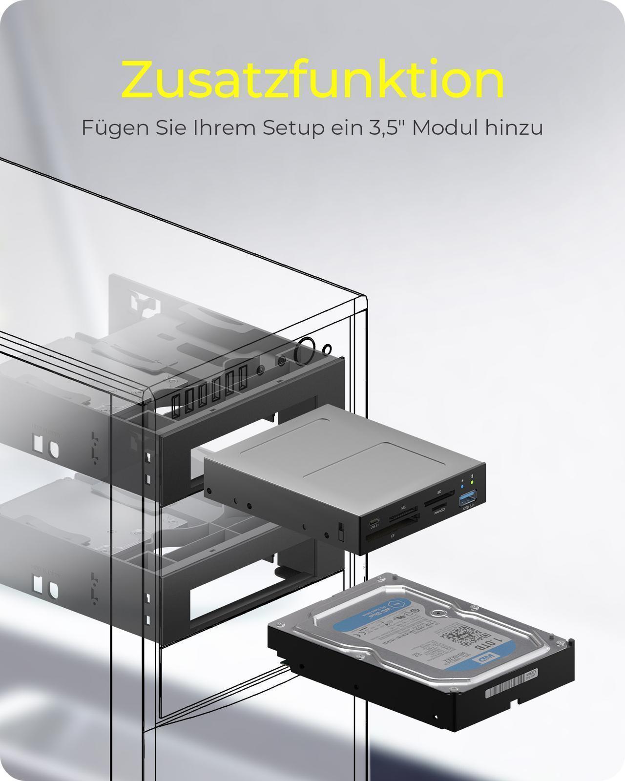 Einbaumrahmen für 3x HDD/SSD für 1x 5.25" Schacht