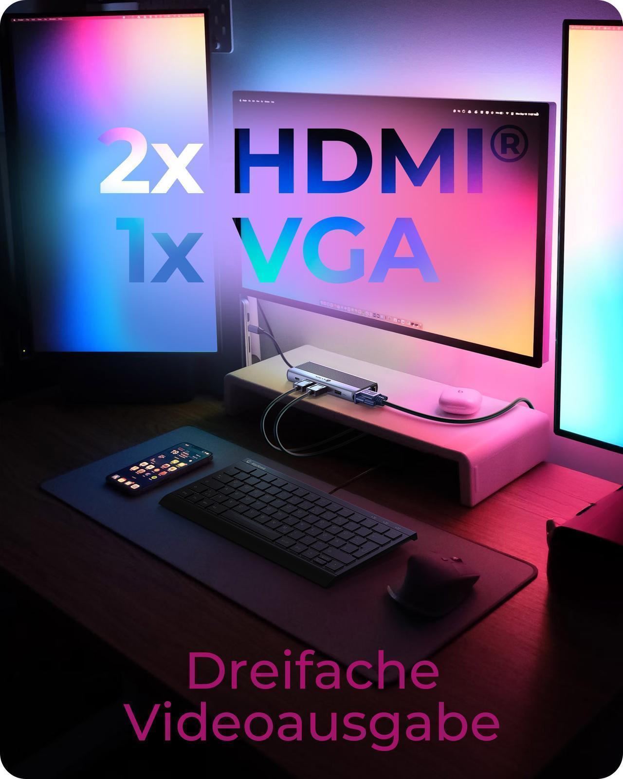12-in-1 DockingStation mit dreifacher Videoausgabe