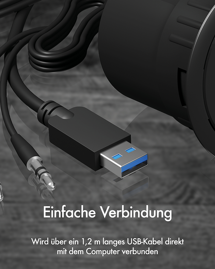 4 Port Tisch-Hub mit USB Type-A Anschluss und Audio Ein-/Ausgang