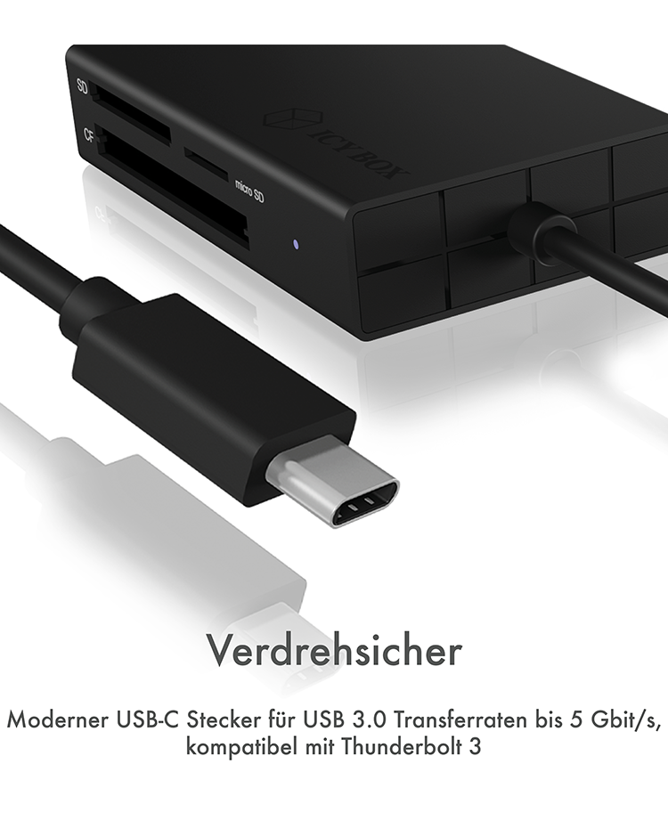 3-fach Kartenleser mit USB 3.0 Type-C® Anschluss