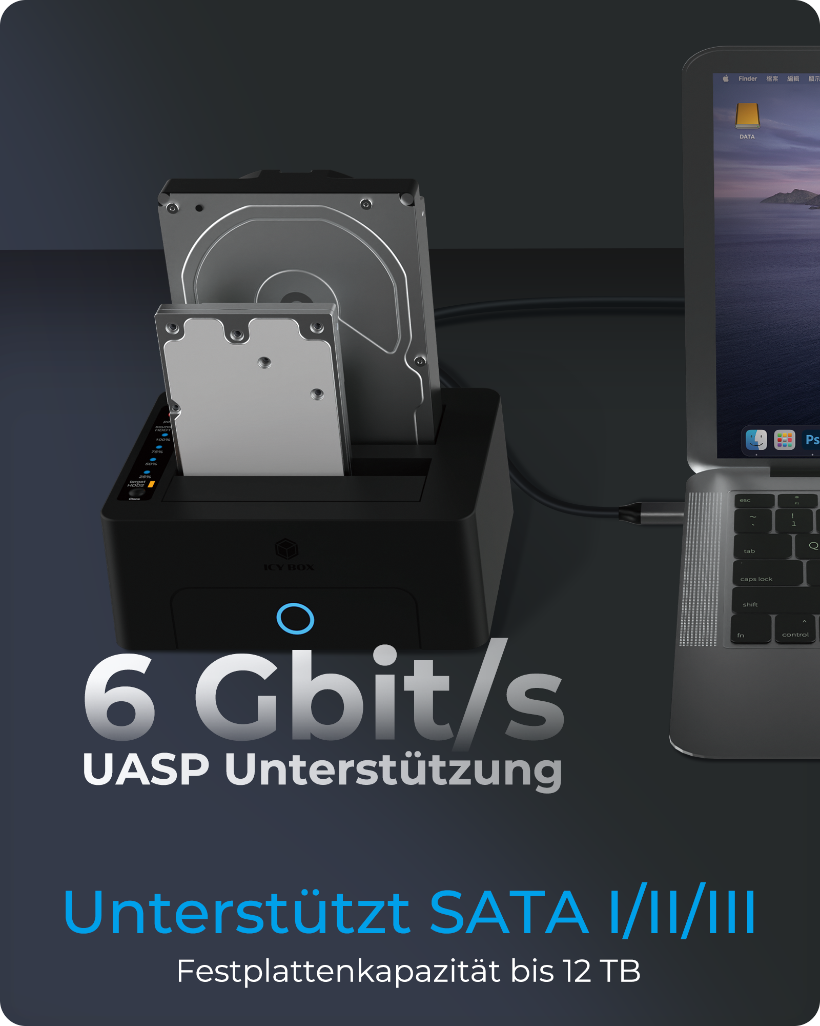 Klon- und DockingStation für 2,5" oder 3,5" SATA Laufwerke