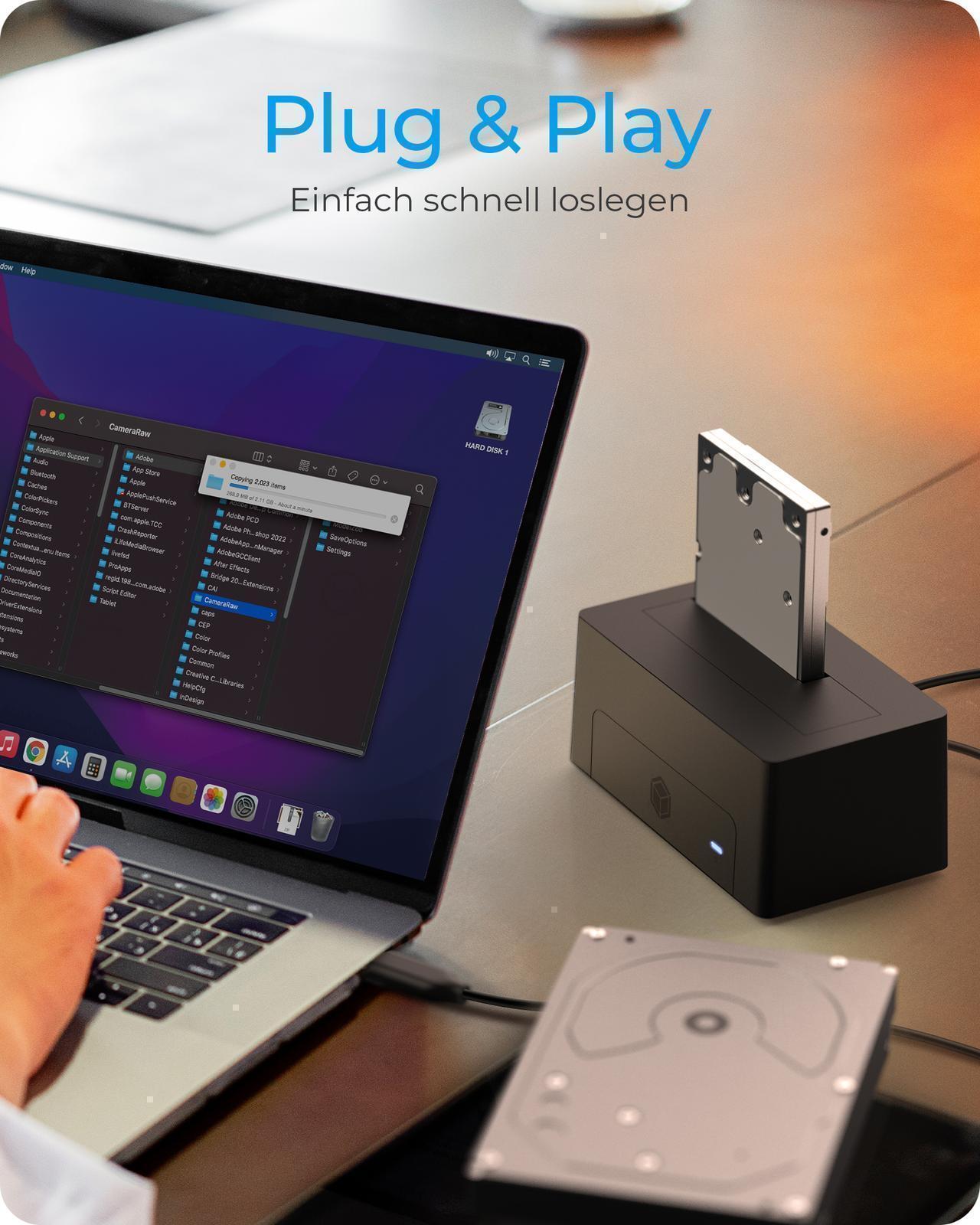 DockingStation für 1x HDD/SSD mit USB 3.2 Gen 1 Type-A Anschluss