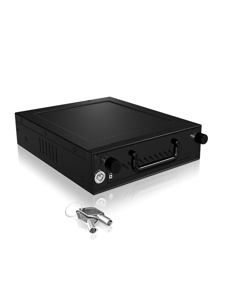 Wechselrahmen für 1x HDD/SSD für 1x 5.25" Schacht mit Schloss und Lüfter