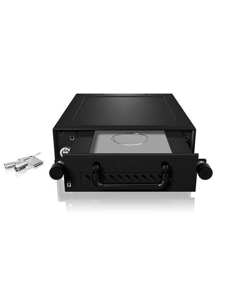 Wechselrahmen für 1x HDD/SSD für 1x 5.25" Schacht mit Schloss und Lüfter