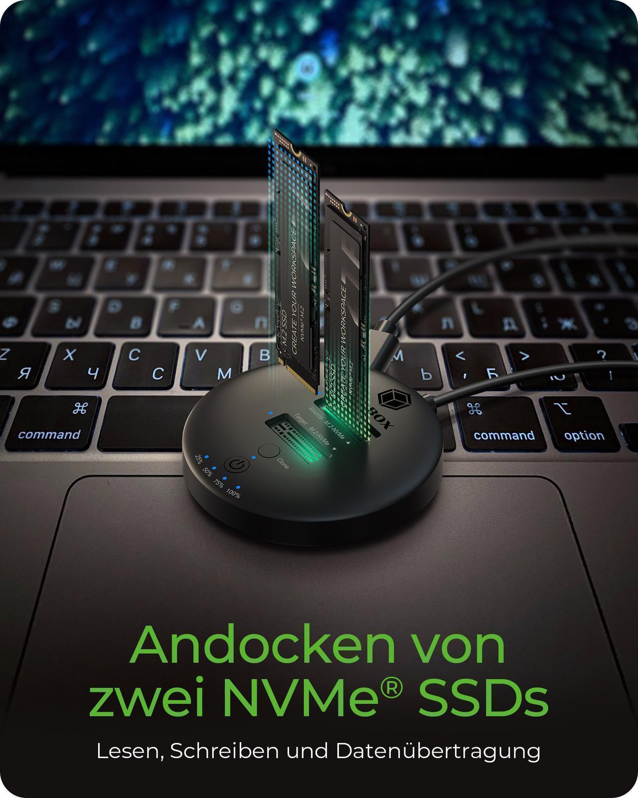Klon- und DockingStation für 2x M.2 NVMe SSD