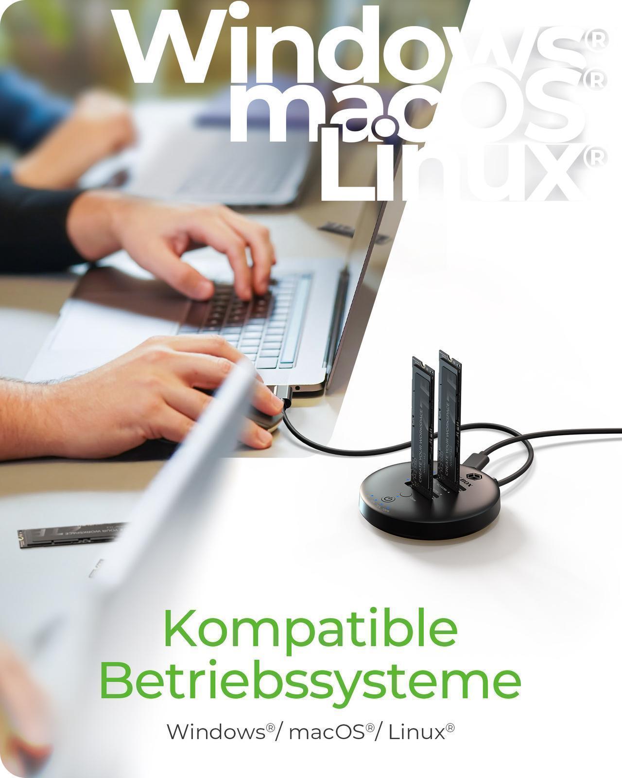 Klon- und DockingStation für 2x M.2 NVMe SSD