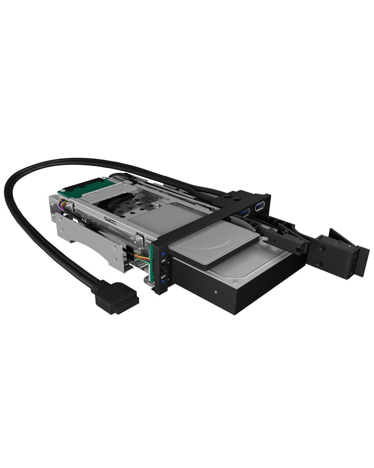 Wechselrahmen für 2x HDD/SSD für 1x 5.25" Schacht mit USB 3.0 Hub