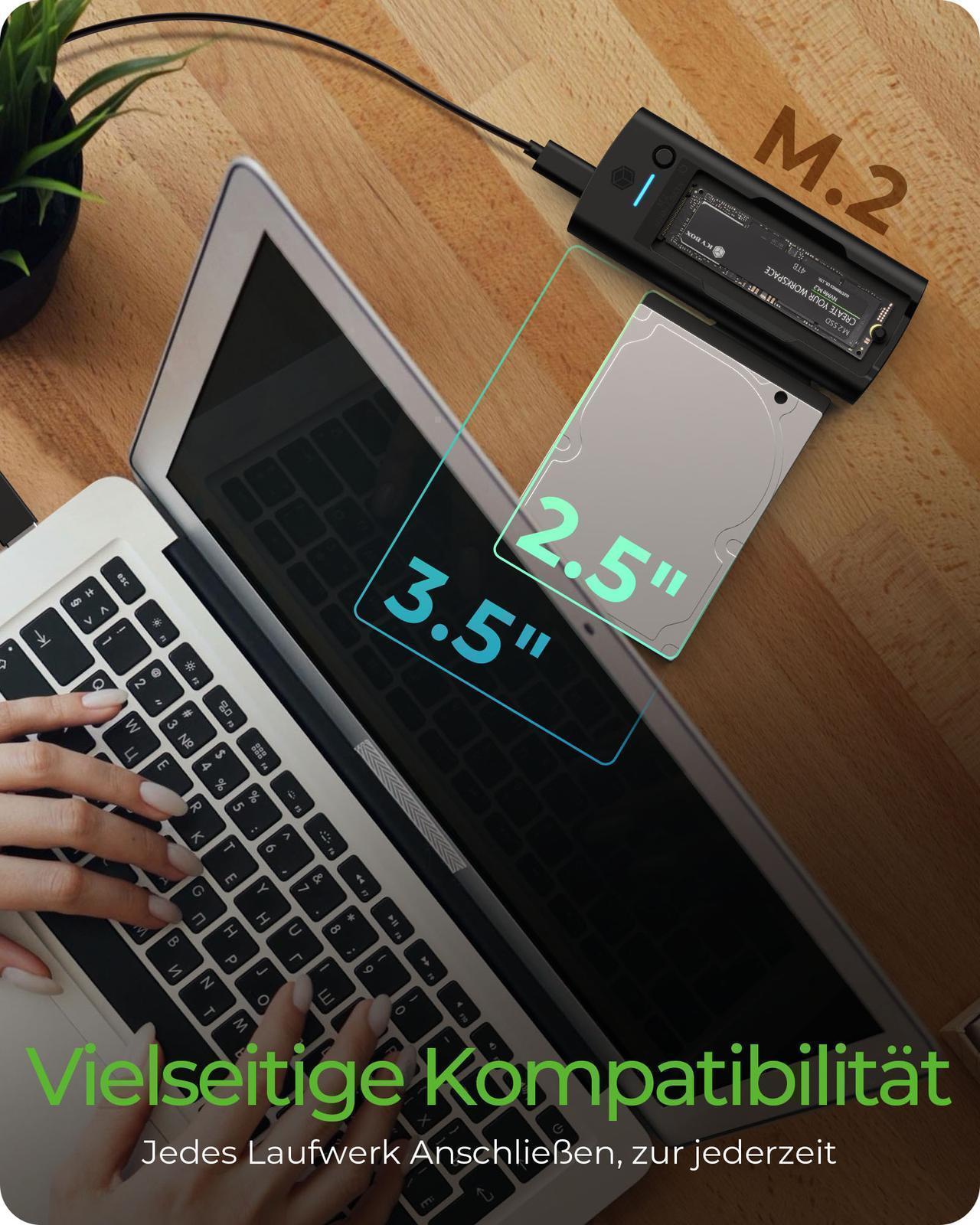 DockingStation for NVMe M.2 SSD and SATA drive with USB Type-C® to Type-C®/Type-A combo cable