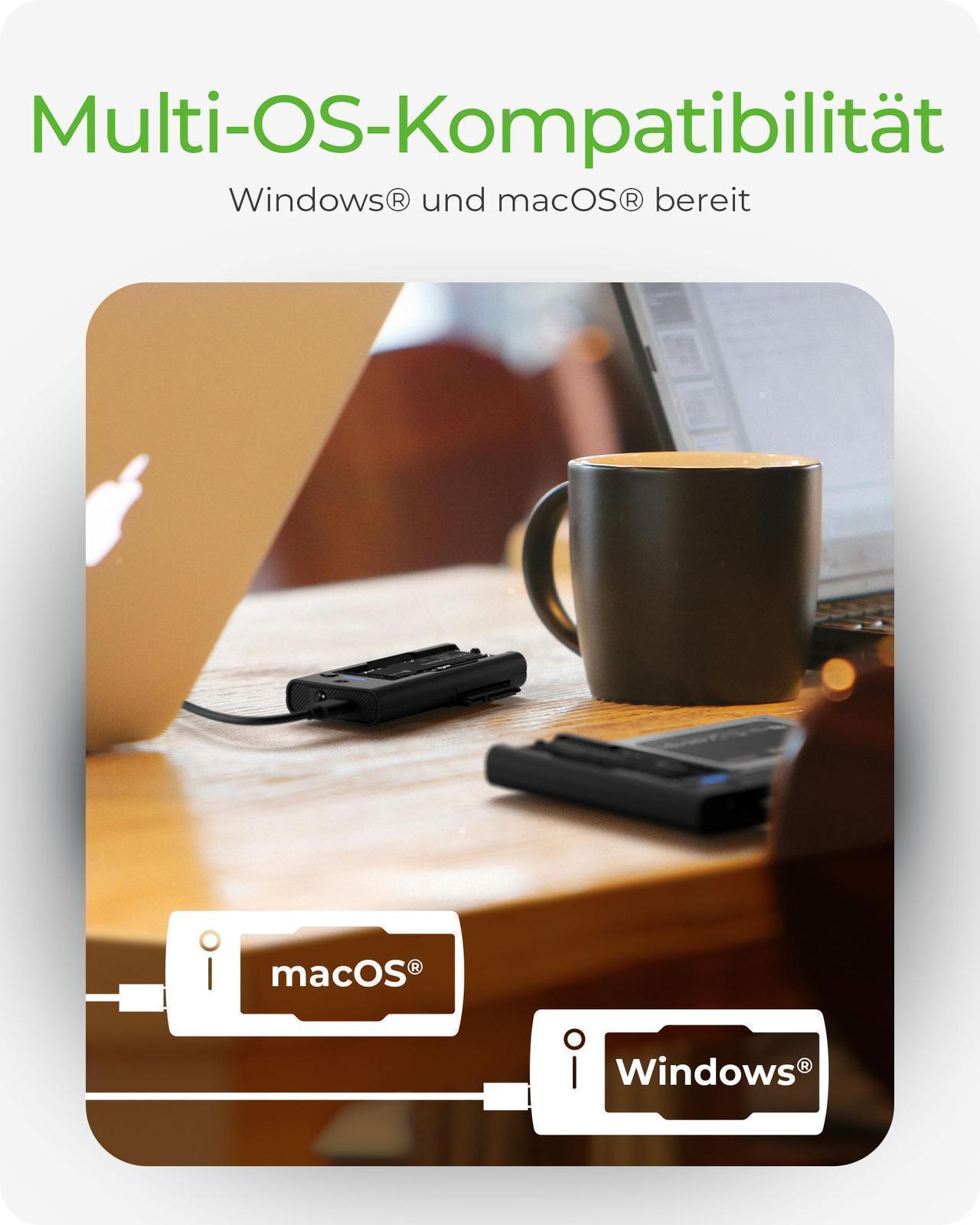 DockingStation for NVMe M.2 SSD and SATA drive with USB Type-C® to Type-C®/Type-A combo cable