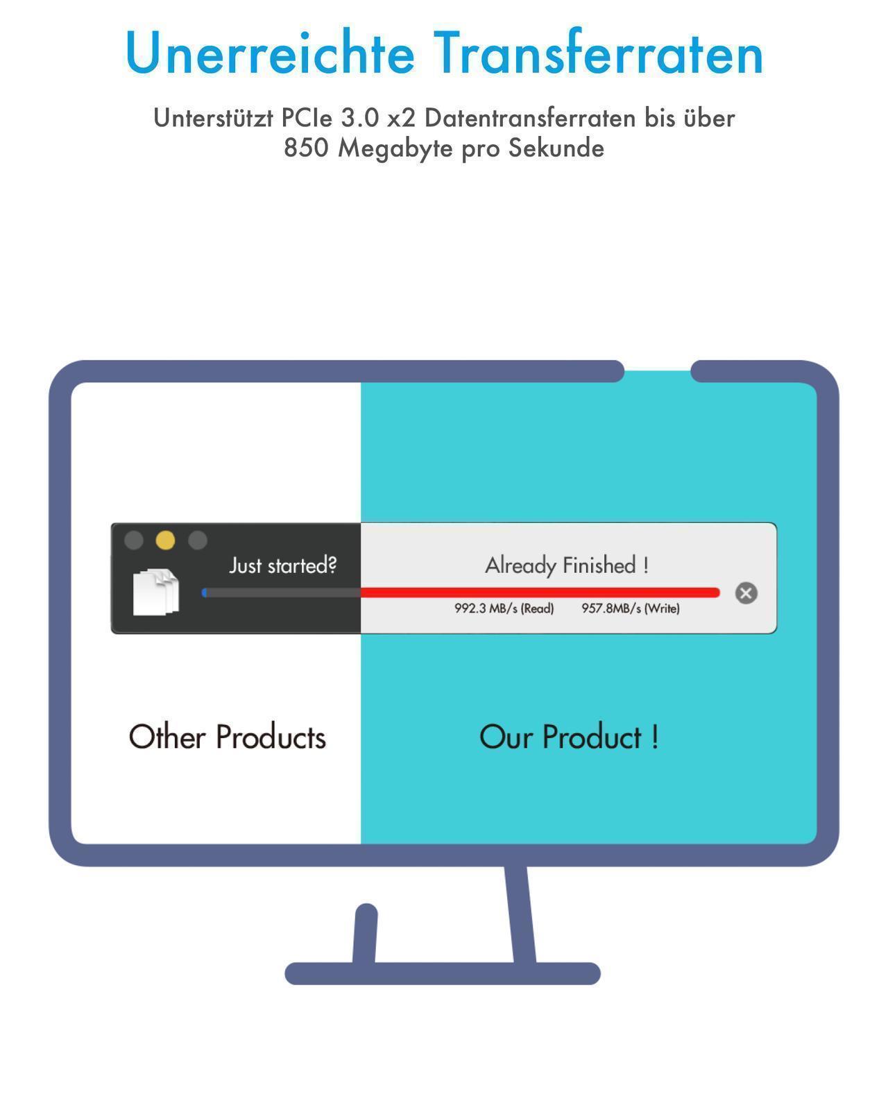 Gehäuse für 1x NVMe mit USB 3.1 (Gen 2) Type-C® und Type-A Anschluss