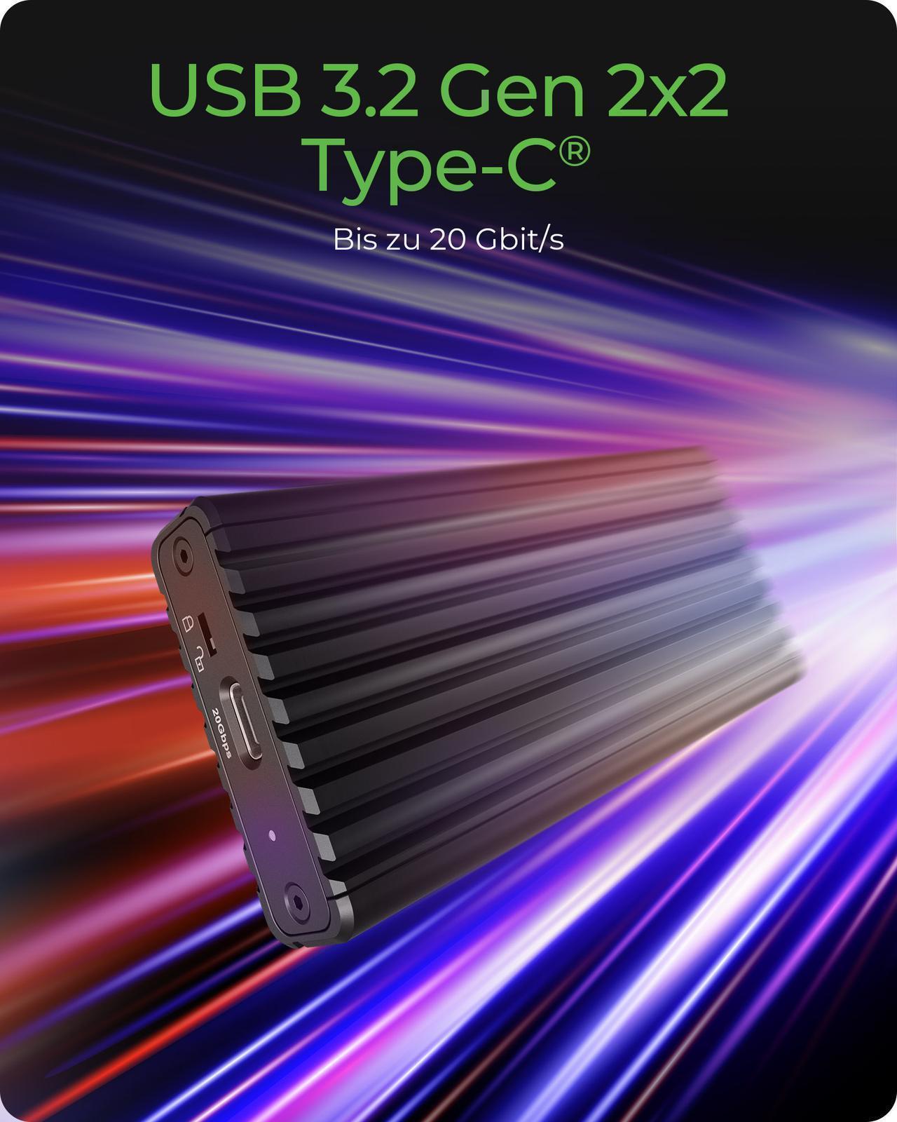 M.2 NVMe SSD Gehäuse über USB 3.2 Gen 2x2 Typ-C®