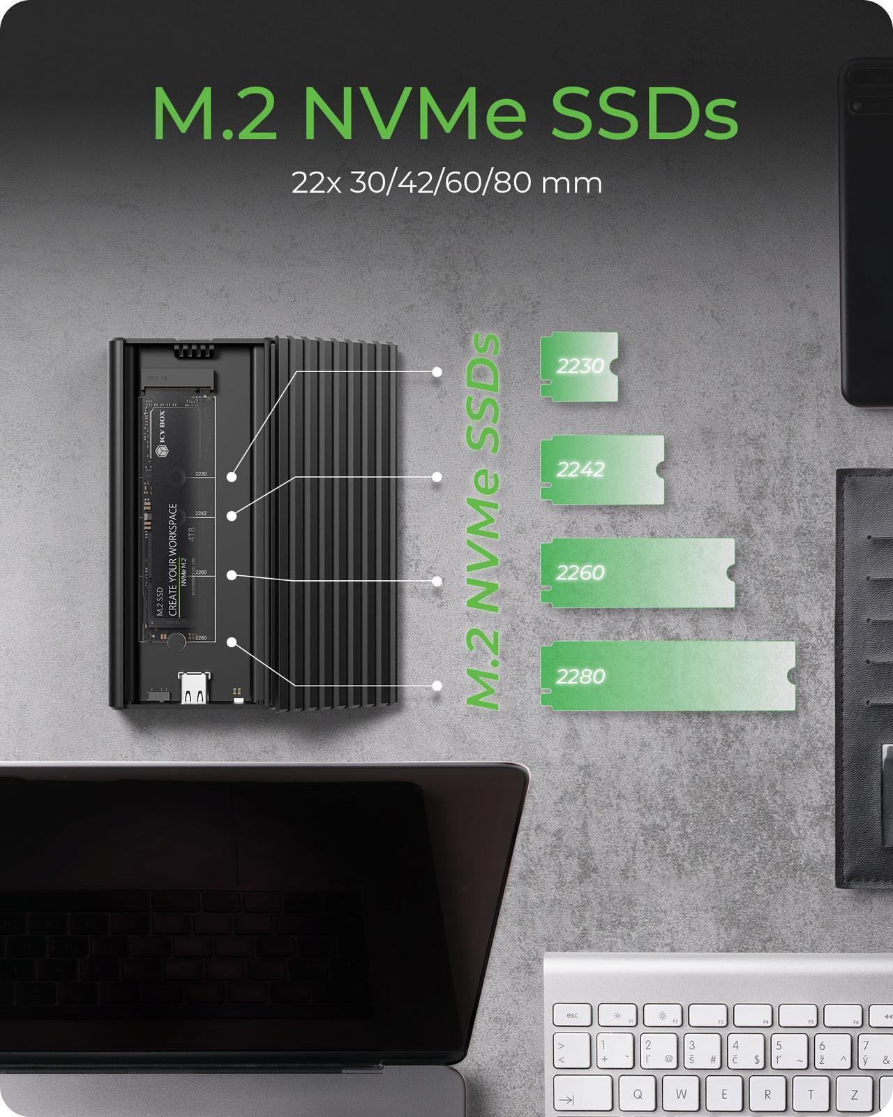 M.2 NVMe SSD Gehäuse über USB 3.2 Gen 2x2 Typ-C®