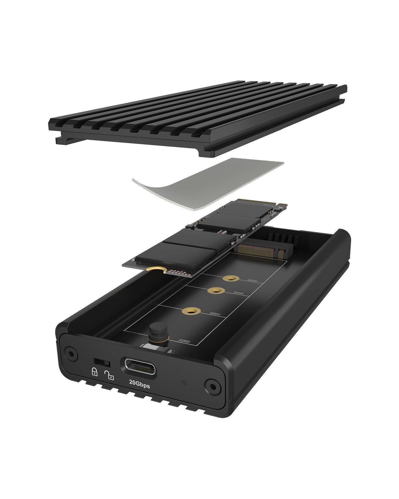 M.2 NVMe SSD Gehäuse über USB 3.2 Gen 2x2 Typ-C®