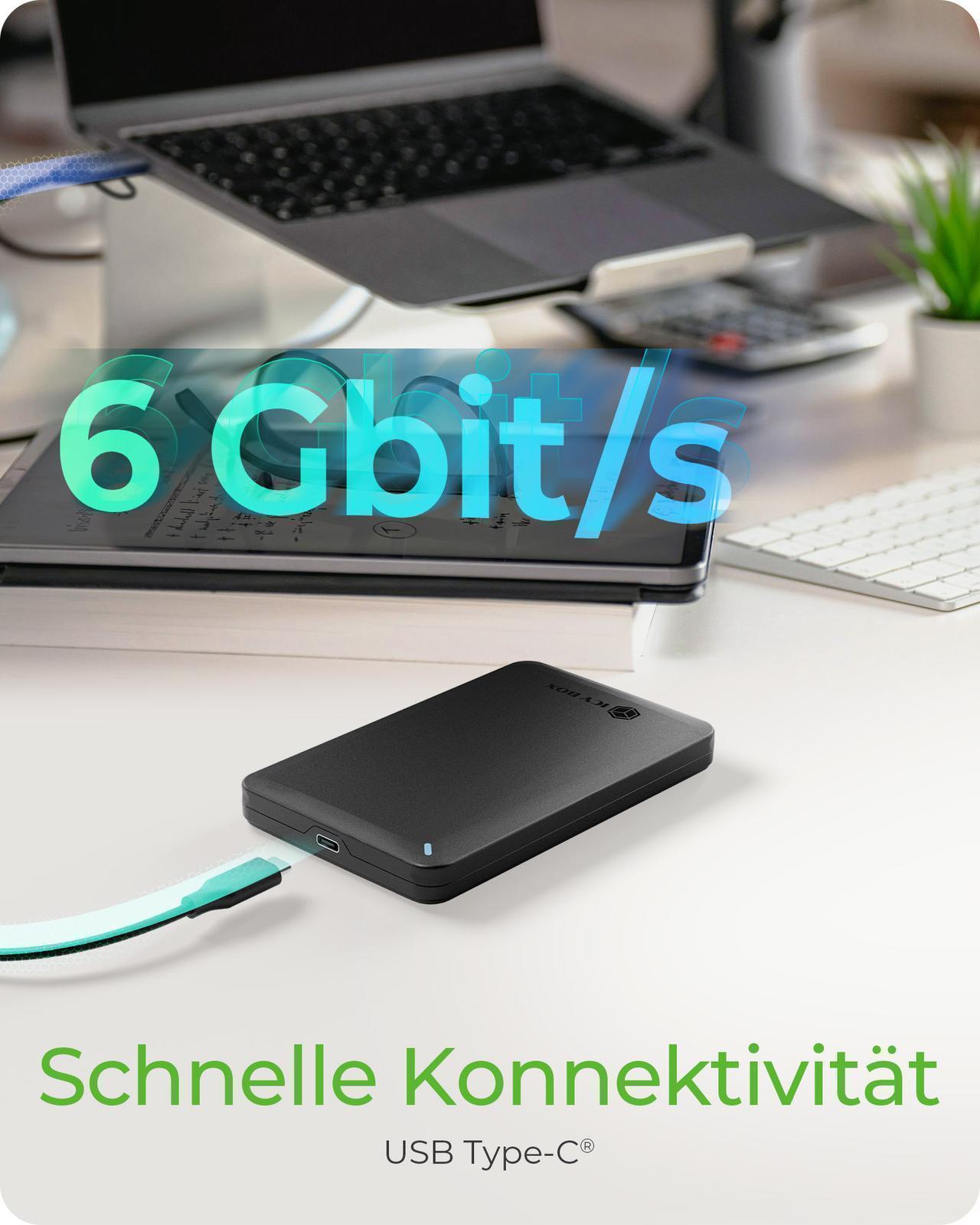 2.5" SATA HDD/SSD Gehäuse mit USB Type-C®/Type-A Combokabel