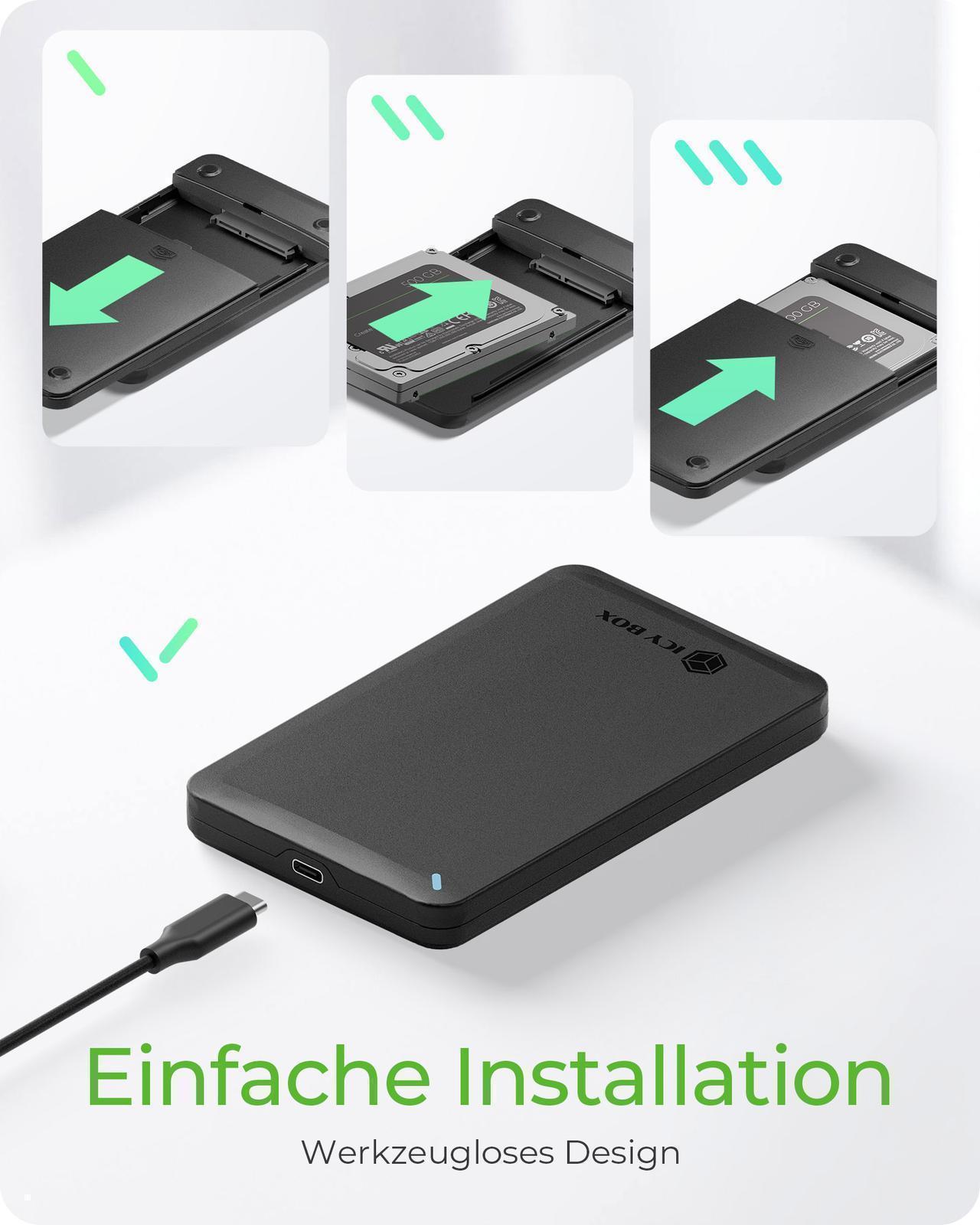 2.5" SATA HDD/SSD Gehäuse mit USB Type-C®/Type-A Combokabel