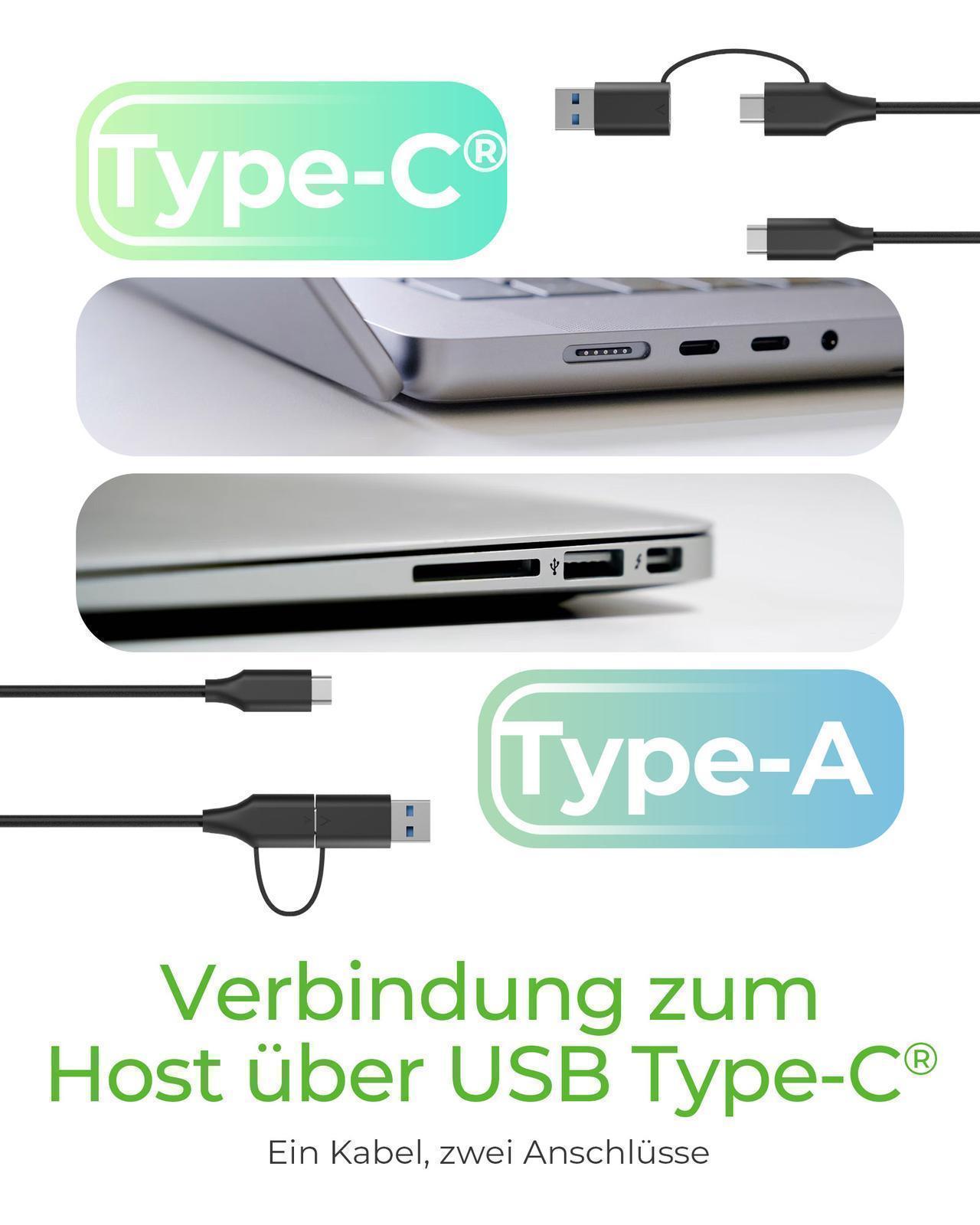 2.5" SATA HDD/SSD Gehäuse mit USB Type-C®/Type-A Combokabel