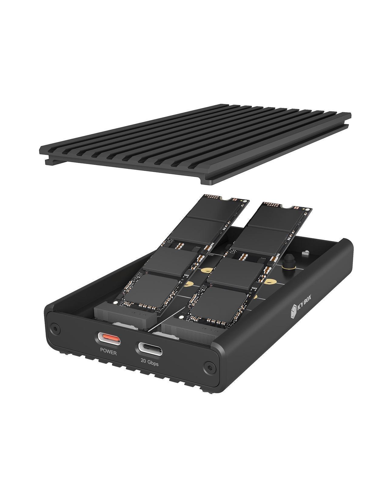 Gehäuse für 2x SSD mit USB 3.2 Gen 2x2 Type-C® Anschluss