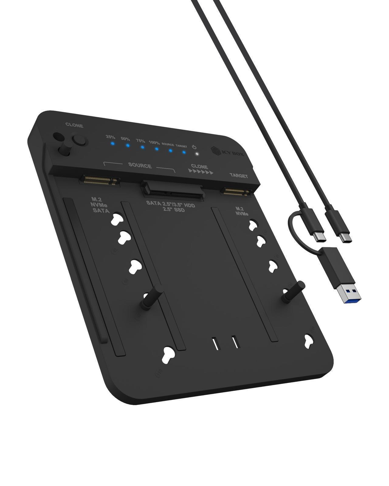 Klon- und DockingStation für 2 M.2 NVMe SSDs und HDDs