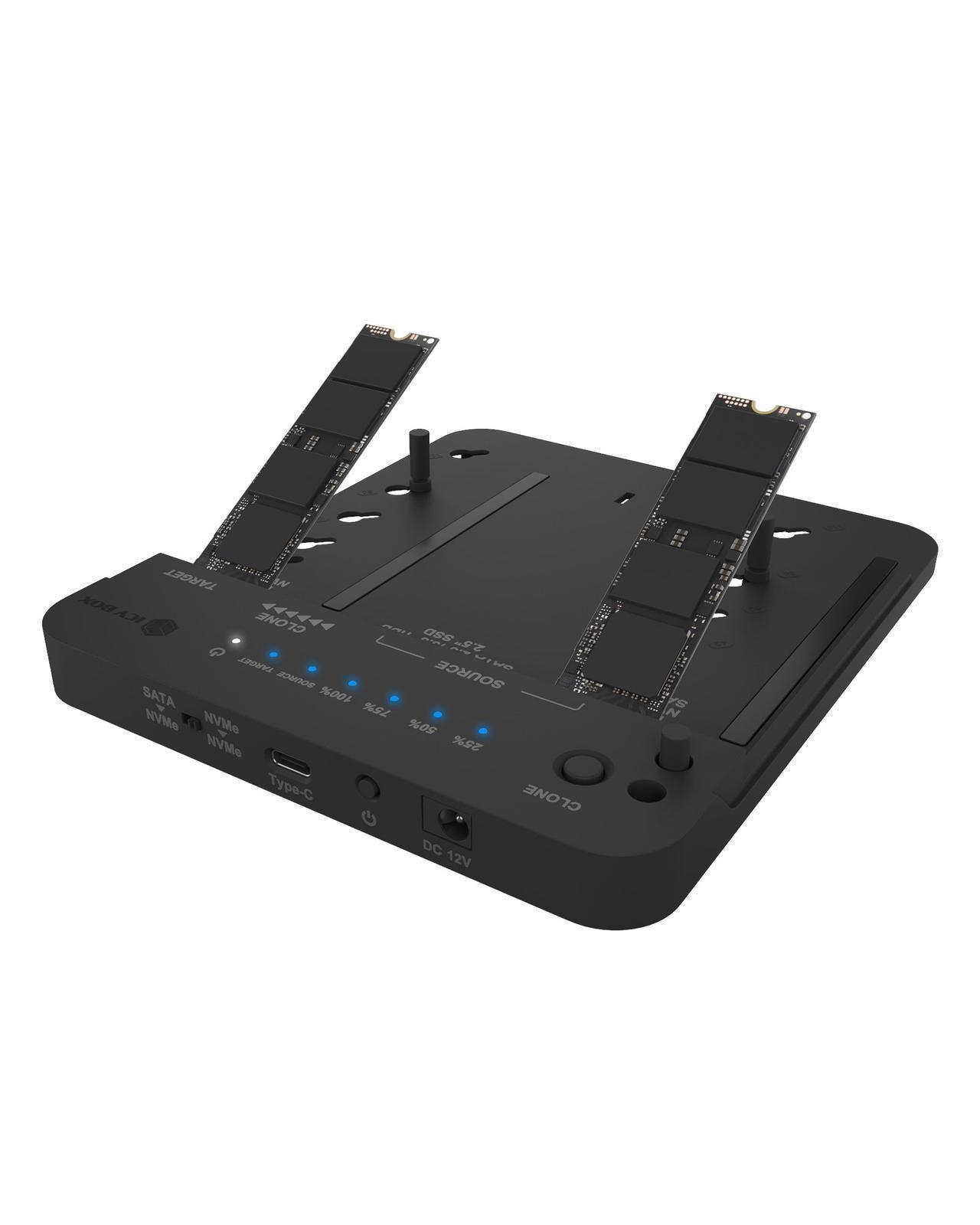 Klon- und DockingStation für 2 M.2 NVMe SSDs und HDDs