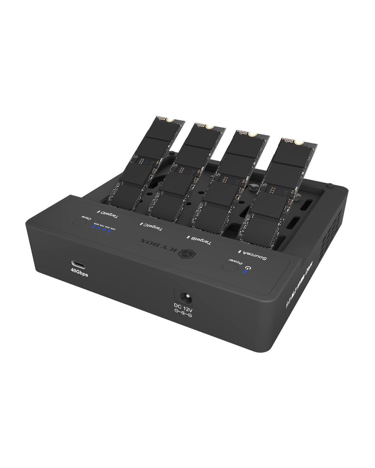 USB4® Docking & KlonStation (1:3 Klon) für 4x M.2 NVMe SSD
