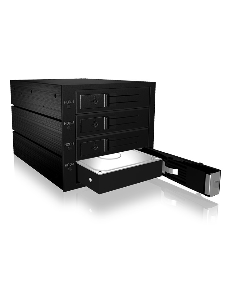 Backplane für 4x HDD für 3x 5,25" Schacht mit Schloss und Lüfter