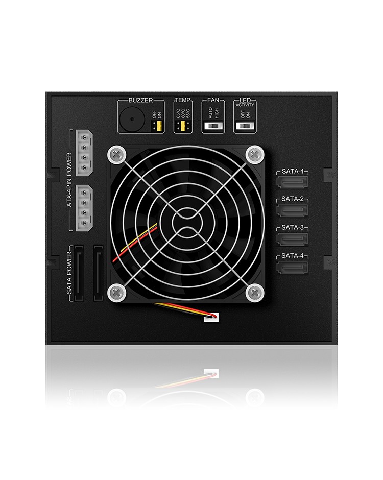 Backplane für 4x HDD für 3x 5,25" Schacht mit Schloss und Lüfter