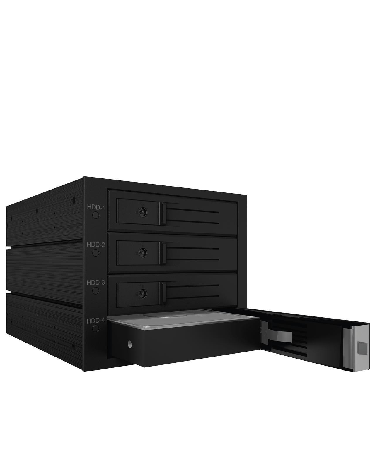 Backplane für 4x HDD für 3x 5,25" Schacht mit Schloss und Lüfter