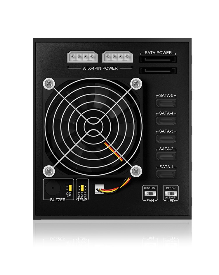 Backplane für 5x HDD für 3x 5,25" Schacht mit Schloss und Lüfter