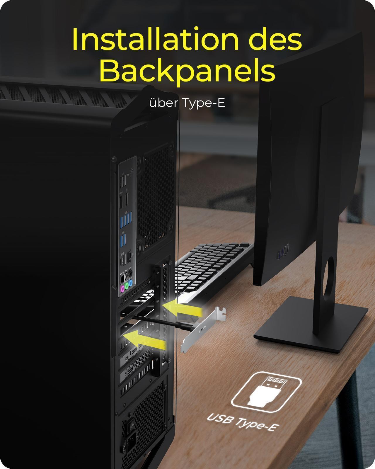 USB Type-C® Back Panel mit internem USB-Typ-E-Anschluss