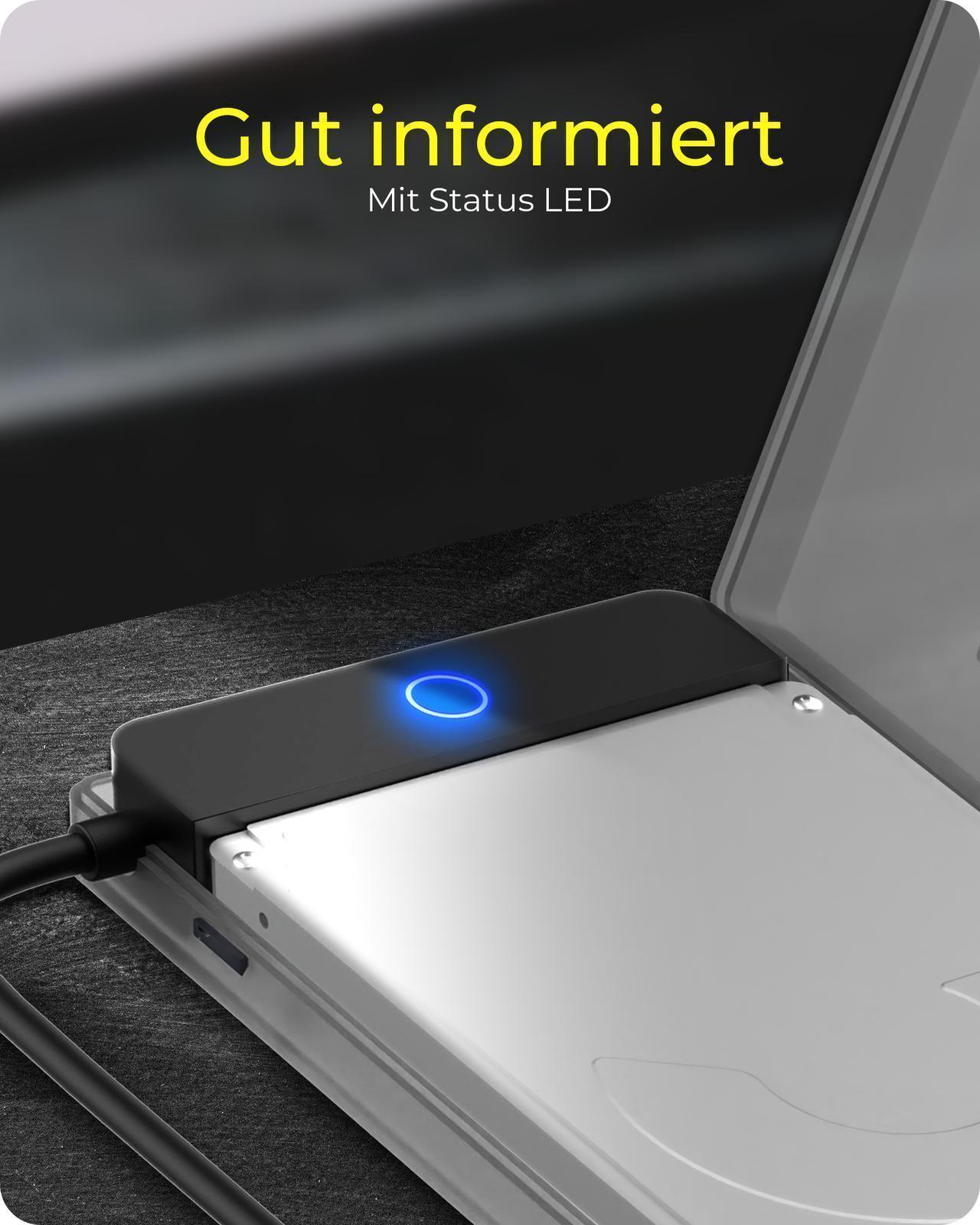 Adapter für 1x HDD/SSD mit USB 3.0 Type-A Anschluss und Kunststoffhülle