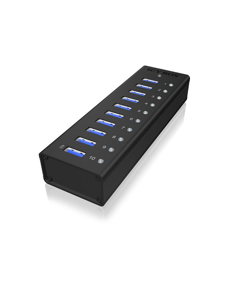 10 Port Hub mit USB Type-A Anschluss und 1x Ladeanschluss