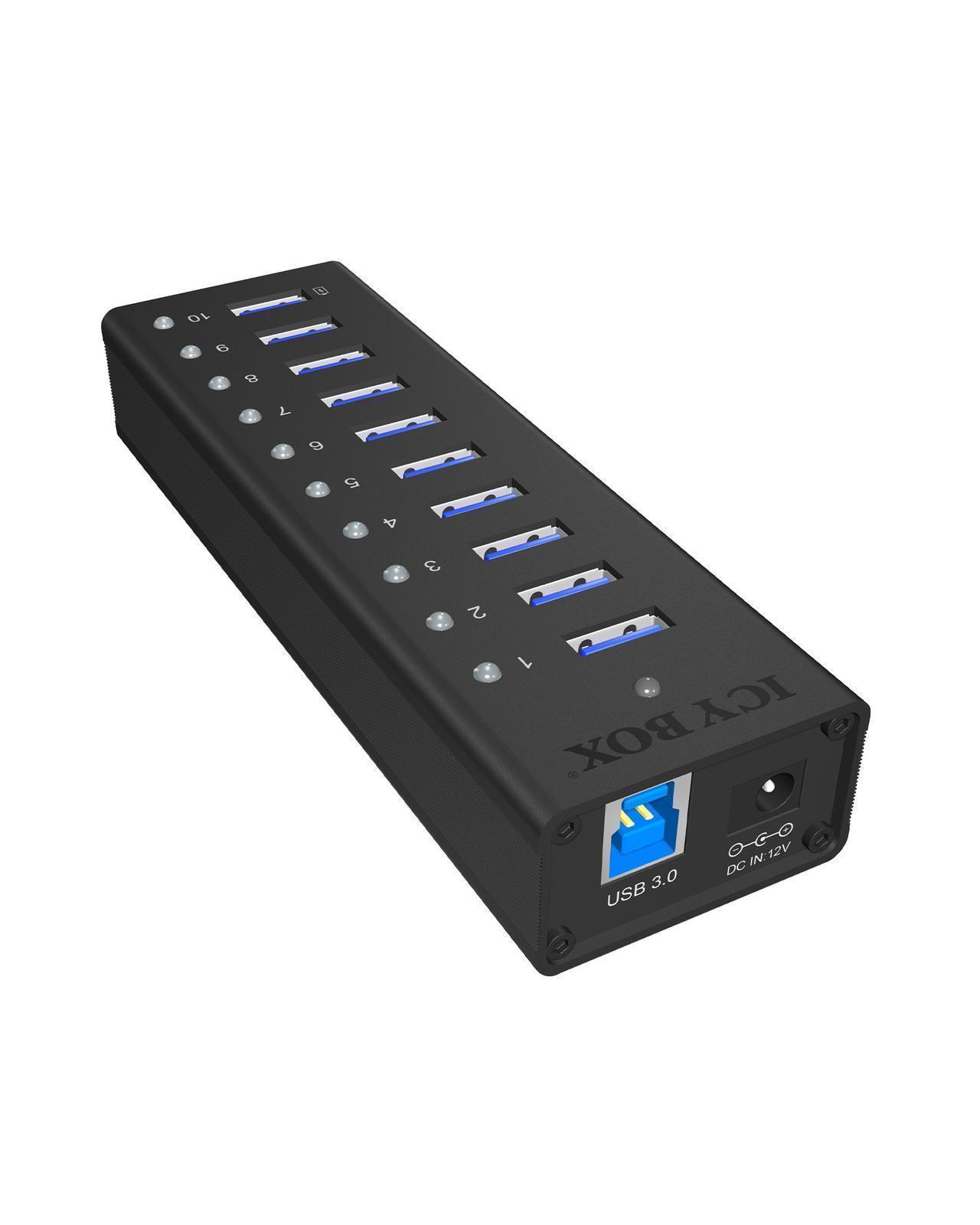 10 Port Hub mit USB Type-A Anschluss und 1x Ladeanschluss