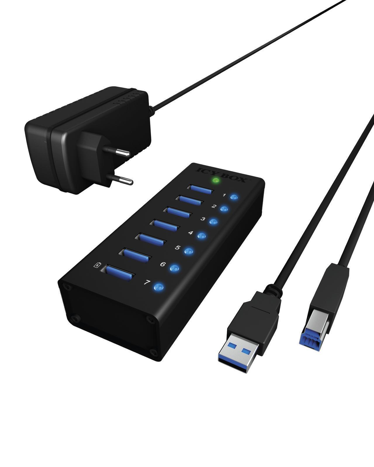 7 Port Hub mit USB Type-A Anschluss und 1x Ladeanschluss