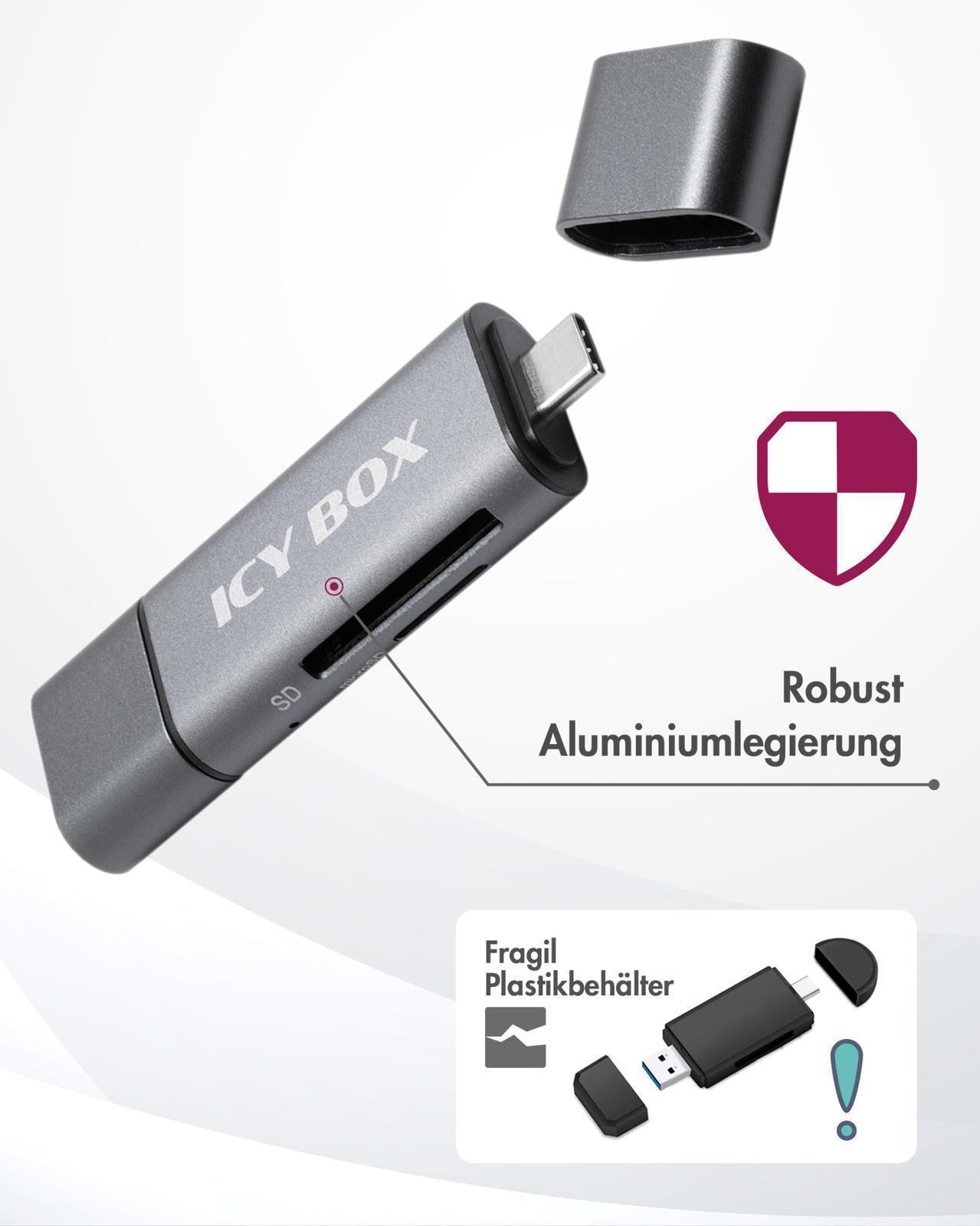2-fach Kartenleser mit USB Type-C® und Dual Type-A / Type Micro-B Anschluss