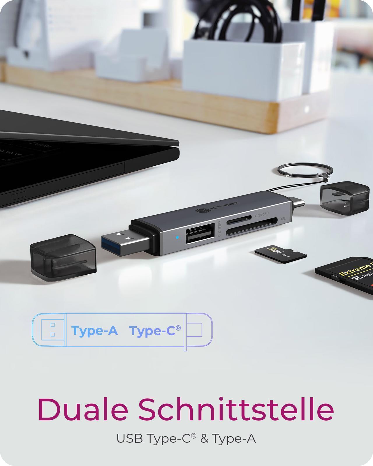 3-in-1 Kartenleser über USB Type-A & USB Type-C® Schnittstelle