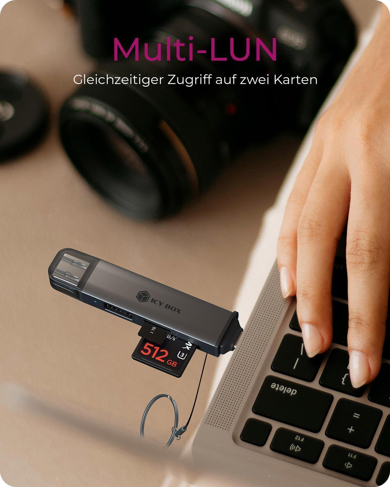 3-in-1 Kartenleser über USB Type-A & USB Type-C® Schnittstelle