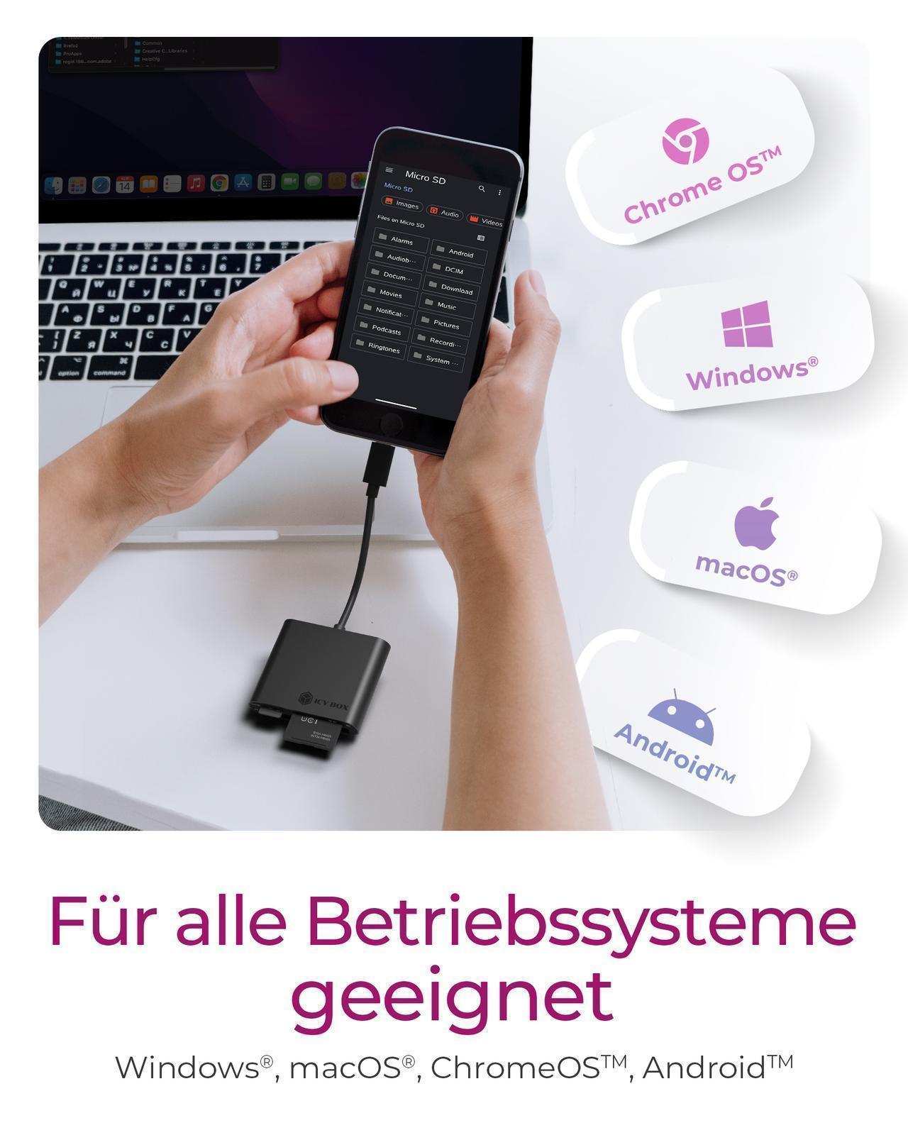 3-fach Kartenleser mit USB 3.0 Type-C® Anschluss
