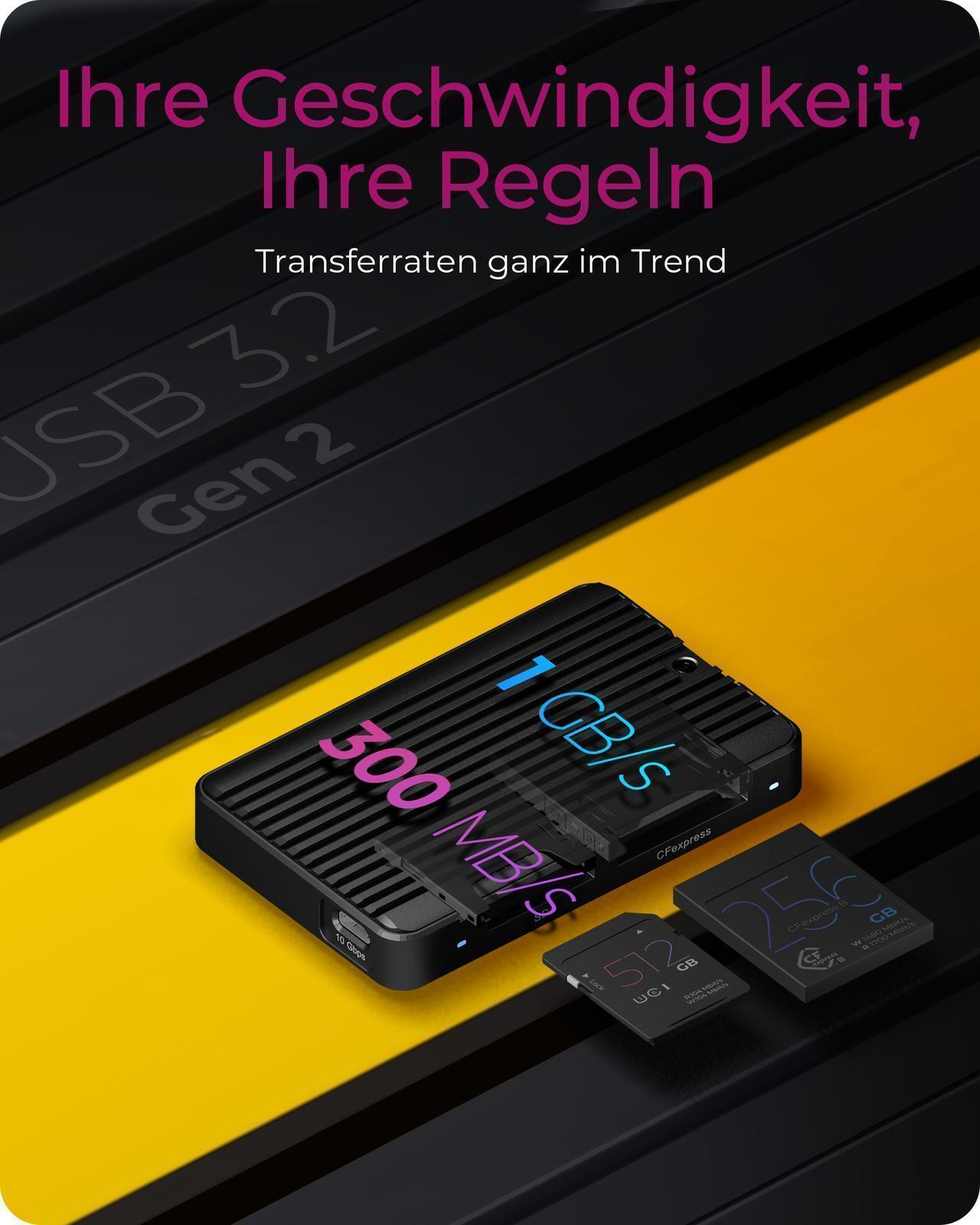 2-fach Kartenleser mit USB 3.2 Gen 2 Type-C® und Type-A Anschluss