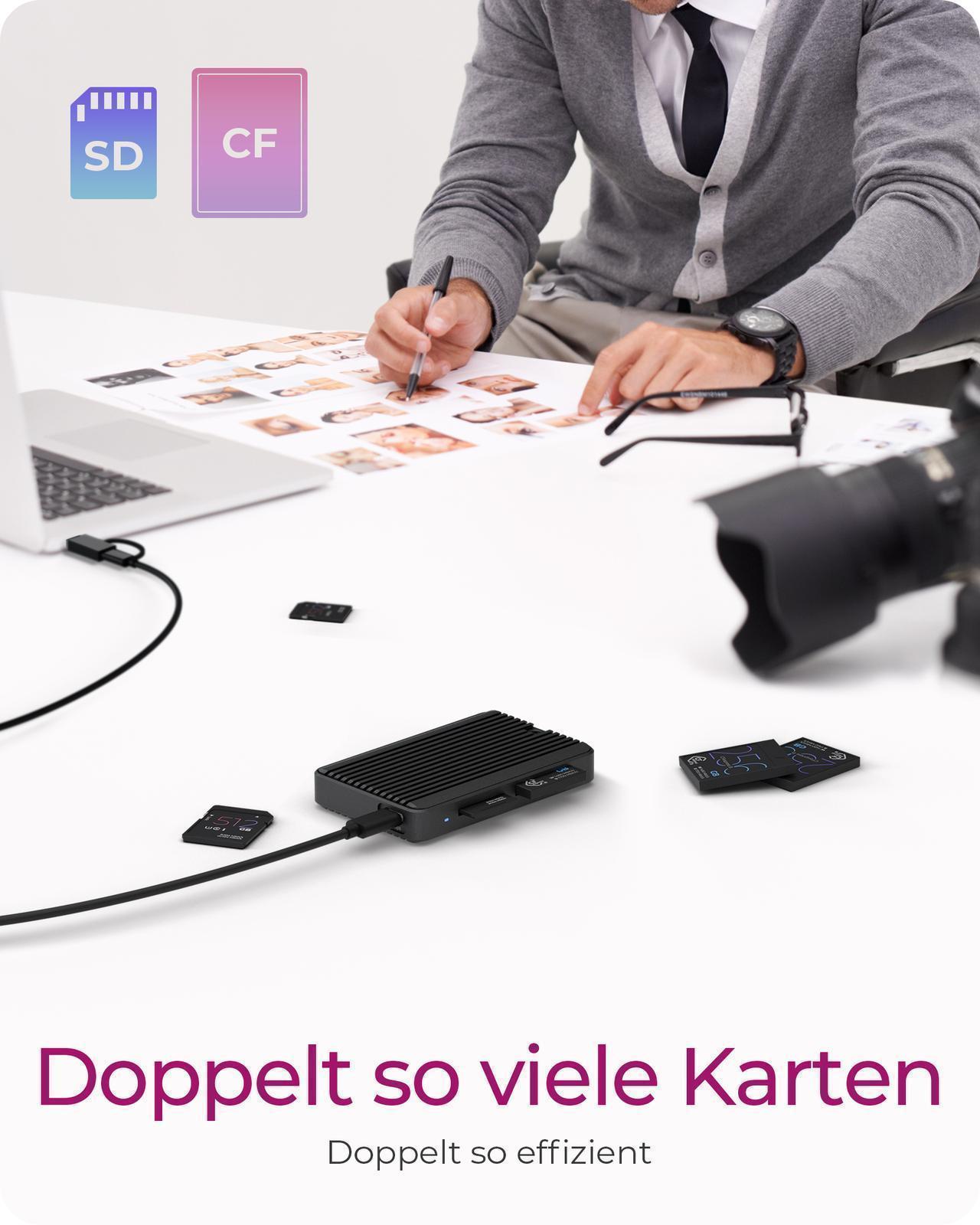 2-fach Kartenleser mit USB 3.2 Gen 2 Type-C® und Type-A Anschluss