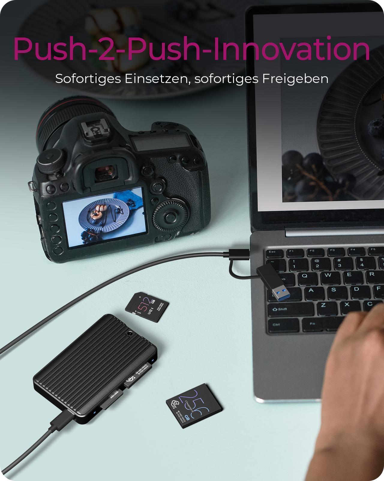 2-fach Kartenleser mit USB 3.2 Gen 2 Type-C® und Type-A Anschluss