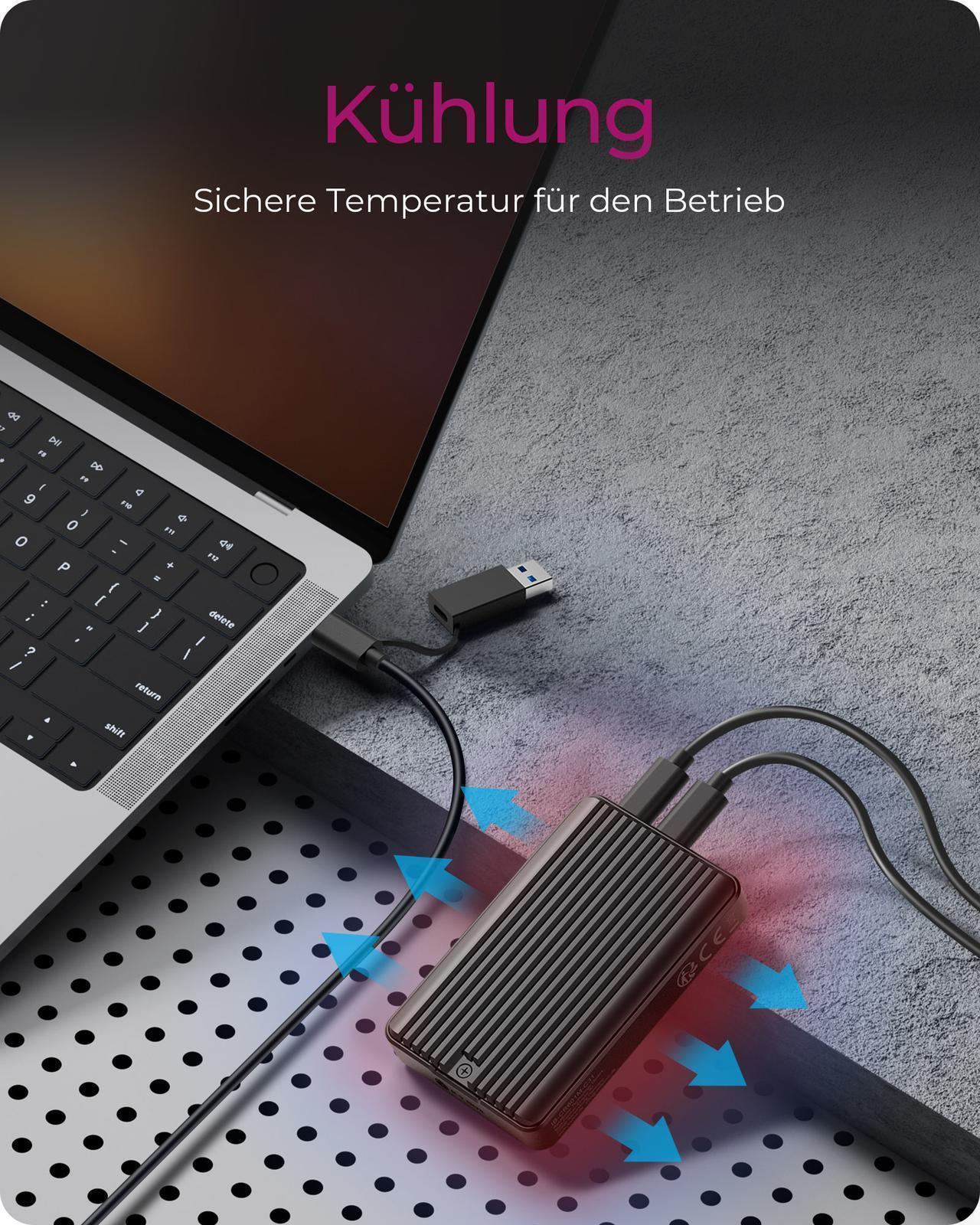 M.2 NVMe/SATA SSD Gehäuse mit CFexpress Type-B Kartenleser