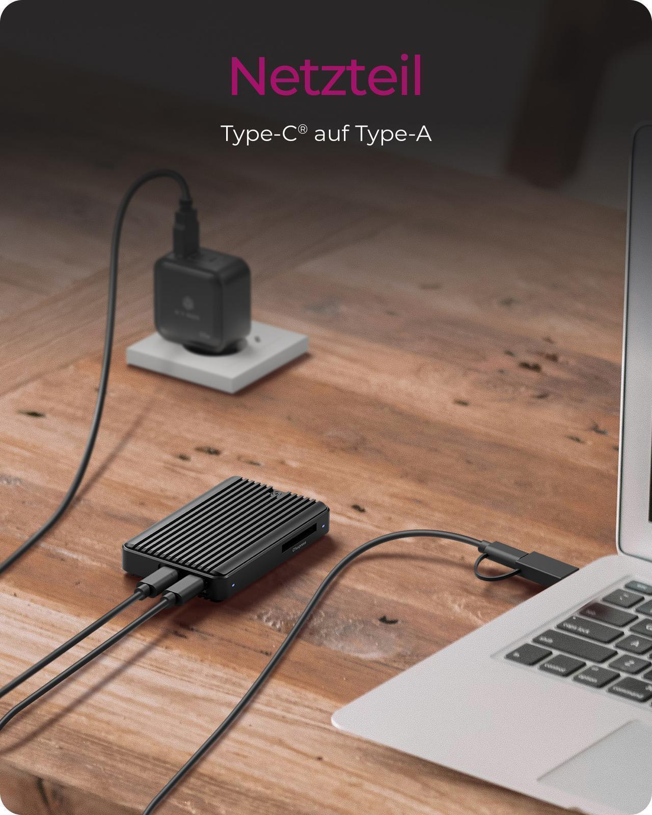 M.2 NVMe/SATA SSD Gehäuse mit CFexpress Type-B Kartenleser