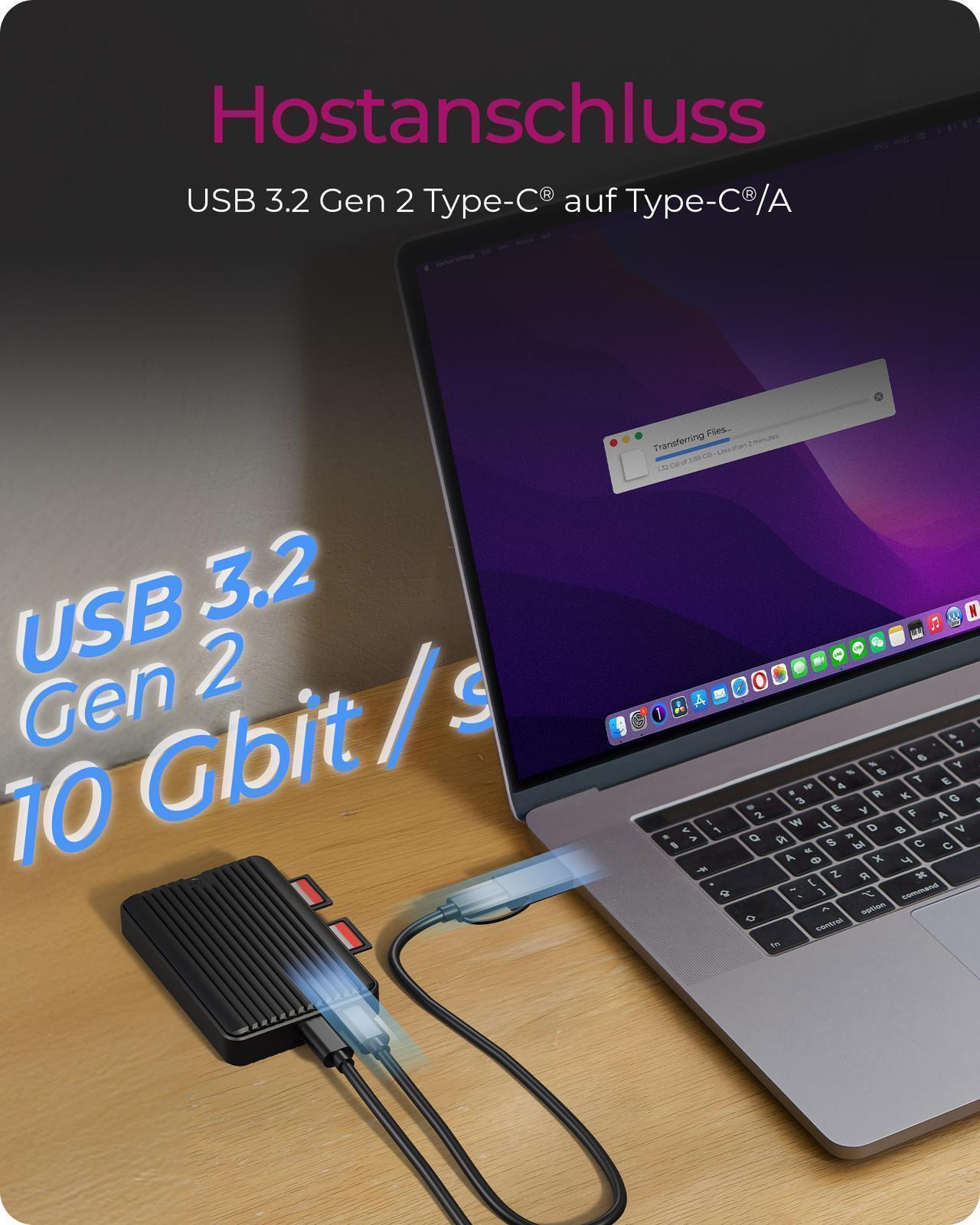 M.2 SSD Gehäuse für M.2 NVMe & SATA SSD mit dual SD 4.0 Kartenleser