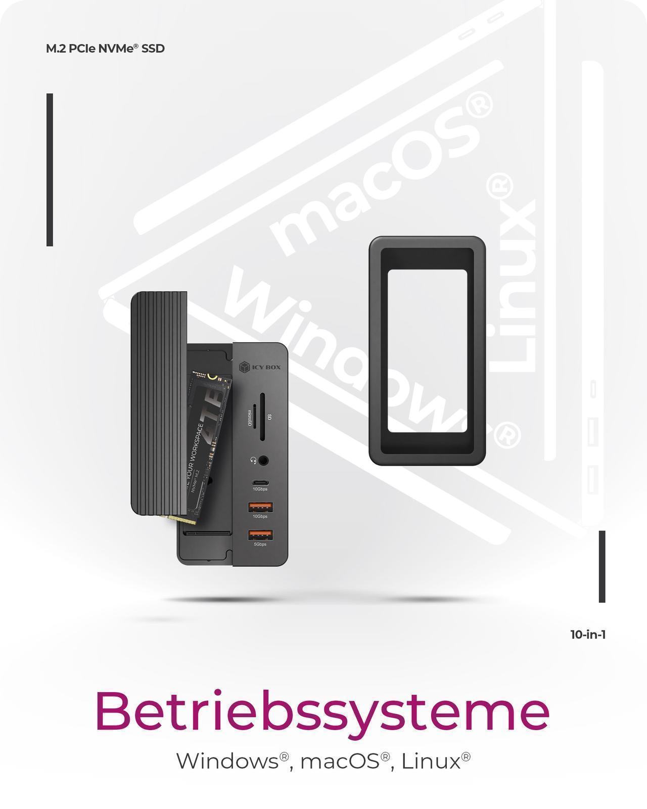 10-in-1 DockingStation inklusive M.2 NVMe SSD Gehäuse