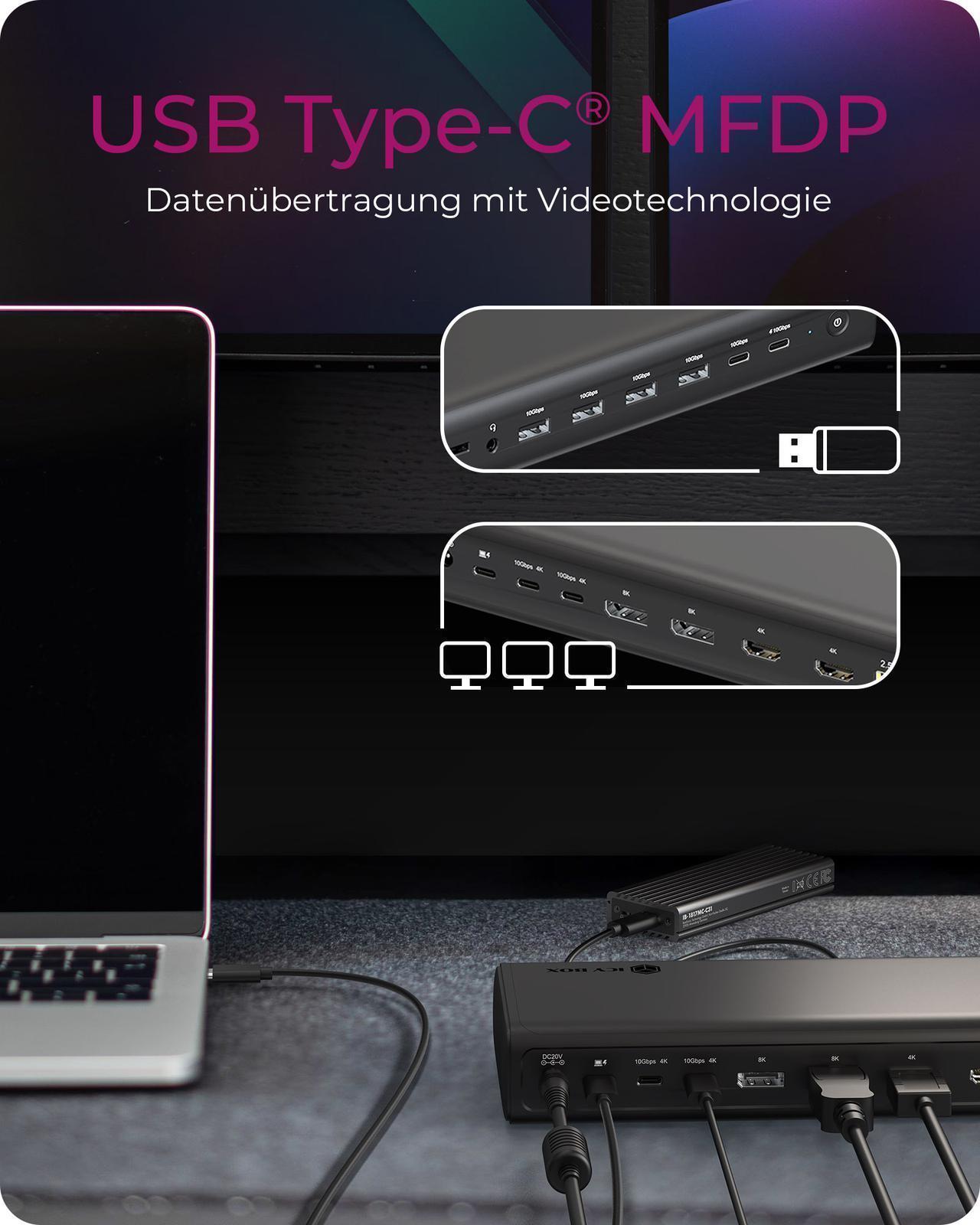 17-in-1 Notebook DockingStation mit 6x 4K@60 Hz und 140 W PD