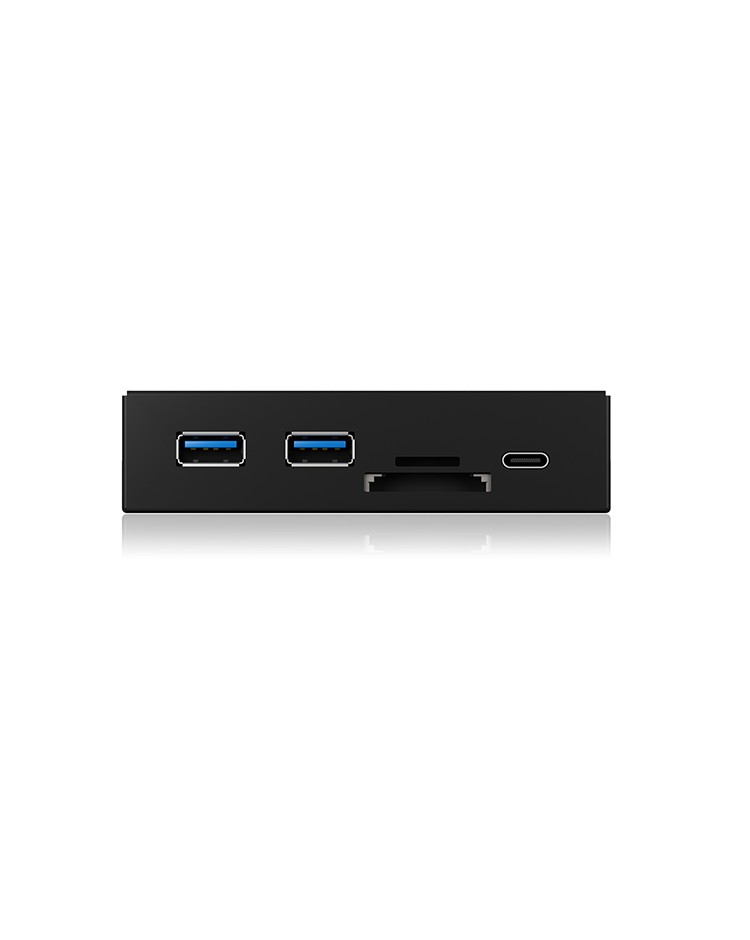3 Port Hub für 3.5" Einbauschacht mit Kartenleser und USB 3.0 20 Pin Anschluss