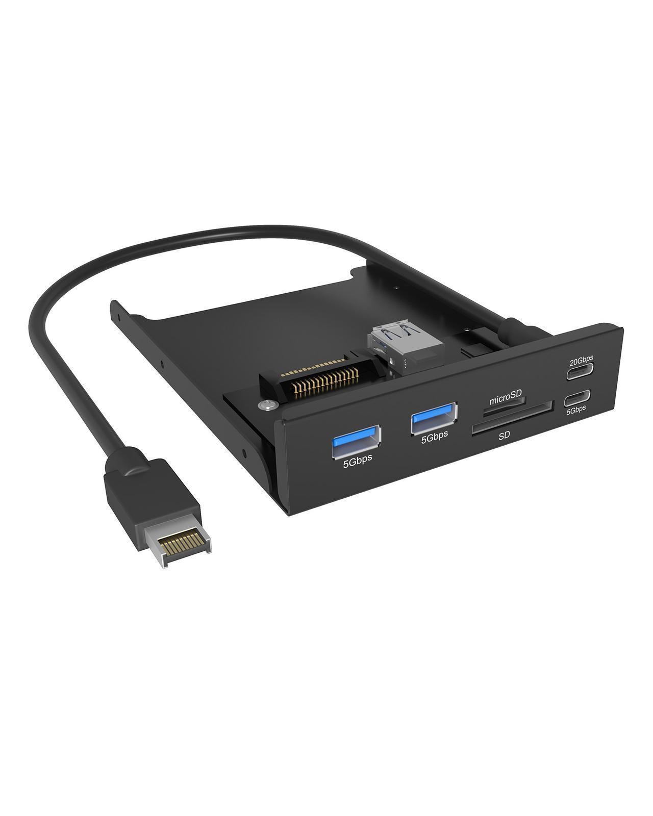 Frontplatte Hub für 3,5" Einbauschacht mit USB Typ-C®/Typ-A Hub und Kartenleser