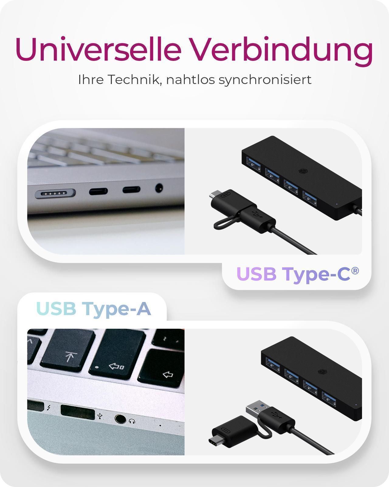 4-Port Hub mit USB 3.2 Gen 1 Type-C® und Type-A Anschluss