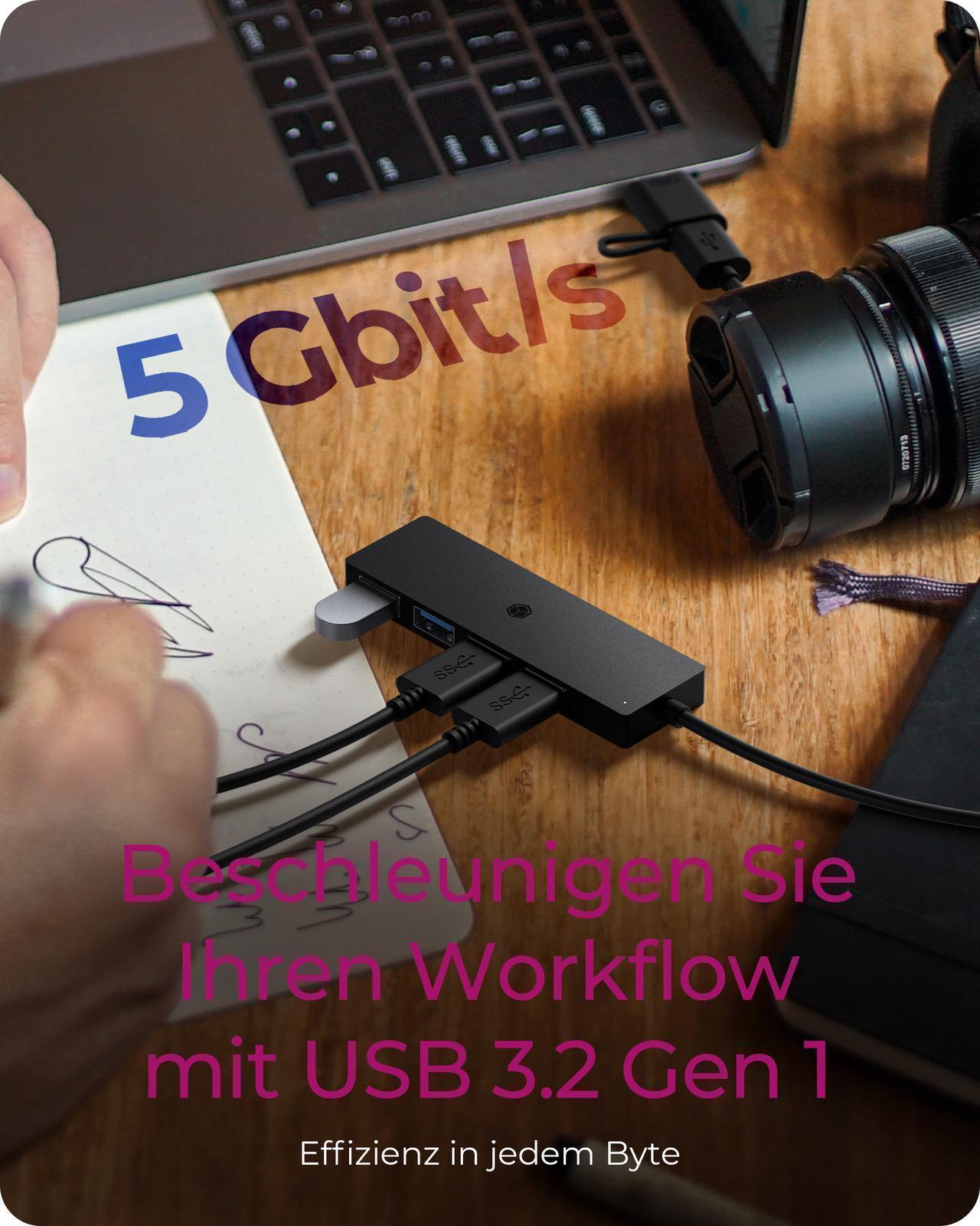 4-Port Hub mit USB 3.2 Gen 1 Type-C® und Type-A Anschluss