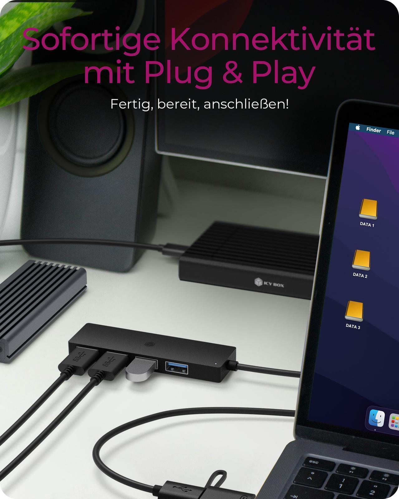 4-Port Hub mit USB 3.2 Gen 1 Type-C® und Type-A Anschluss